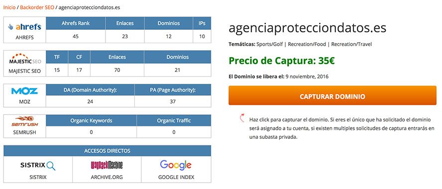 Dominios en Backorder